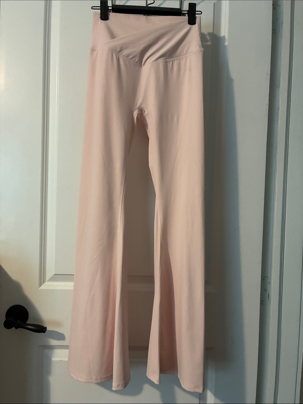 NWOT High-Waist Flare Leggings in Light Pink